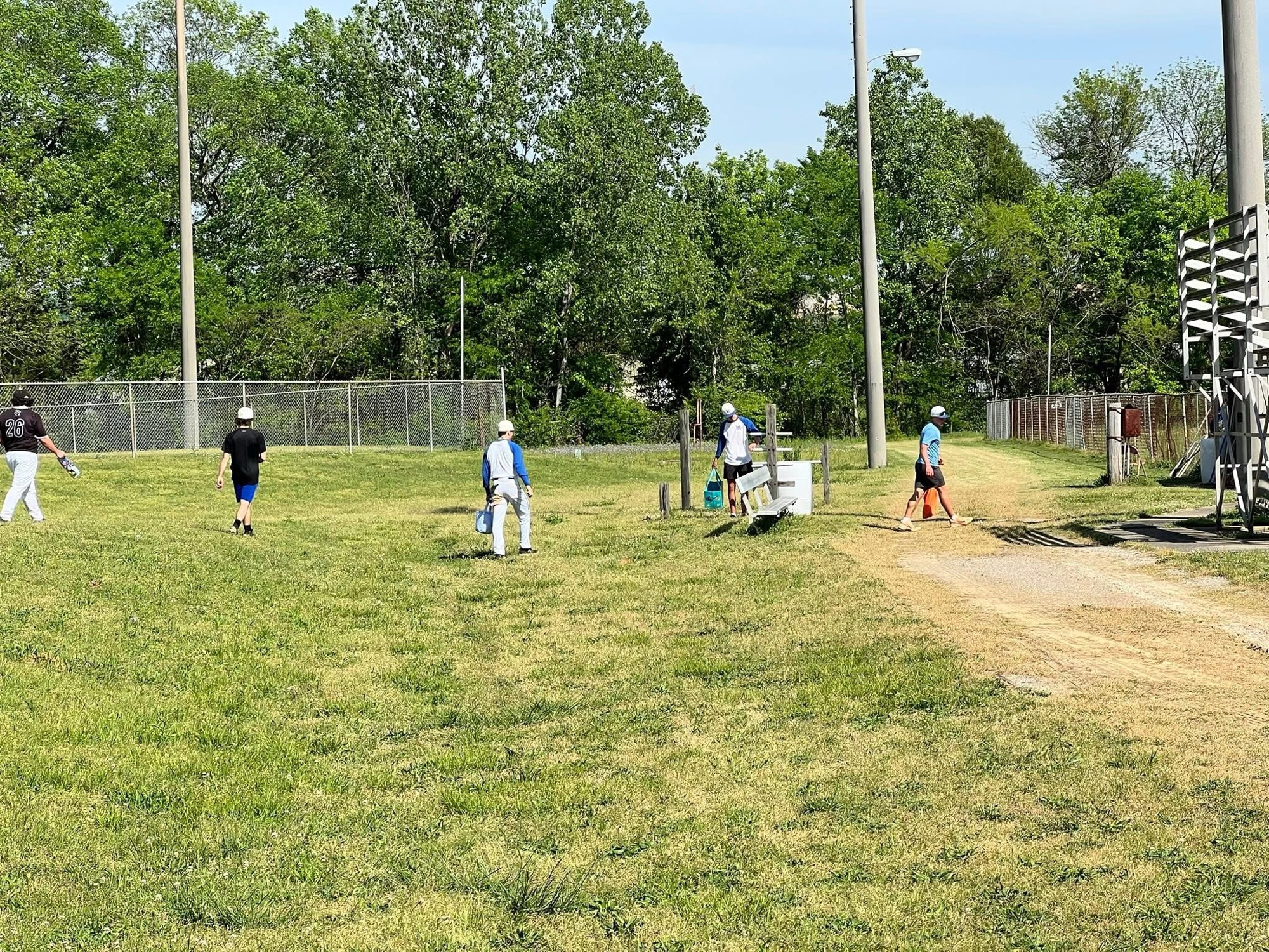 HC Baseball players at practice the Saturday before Easter