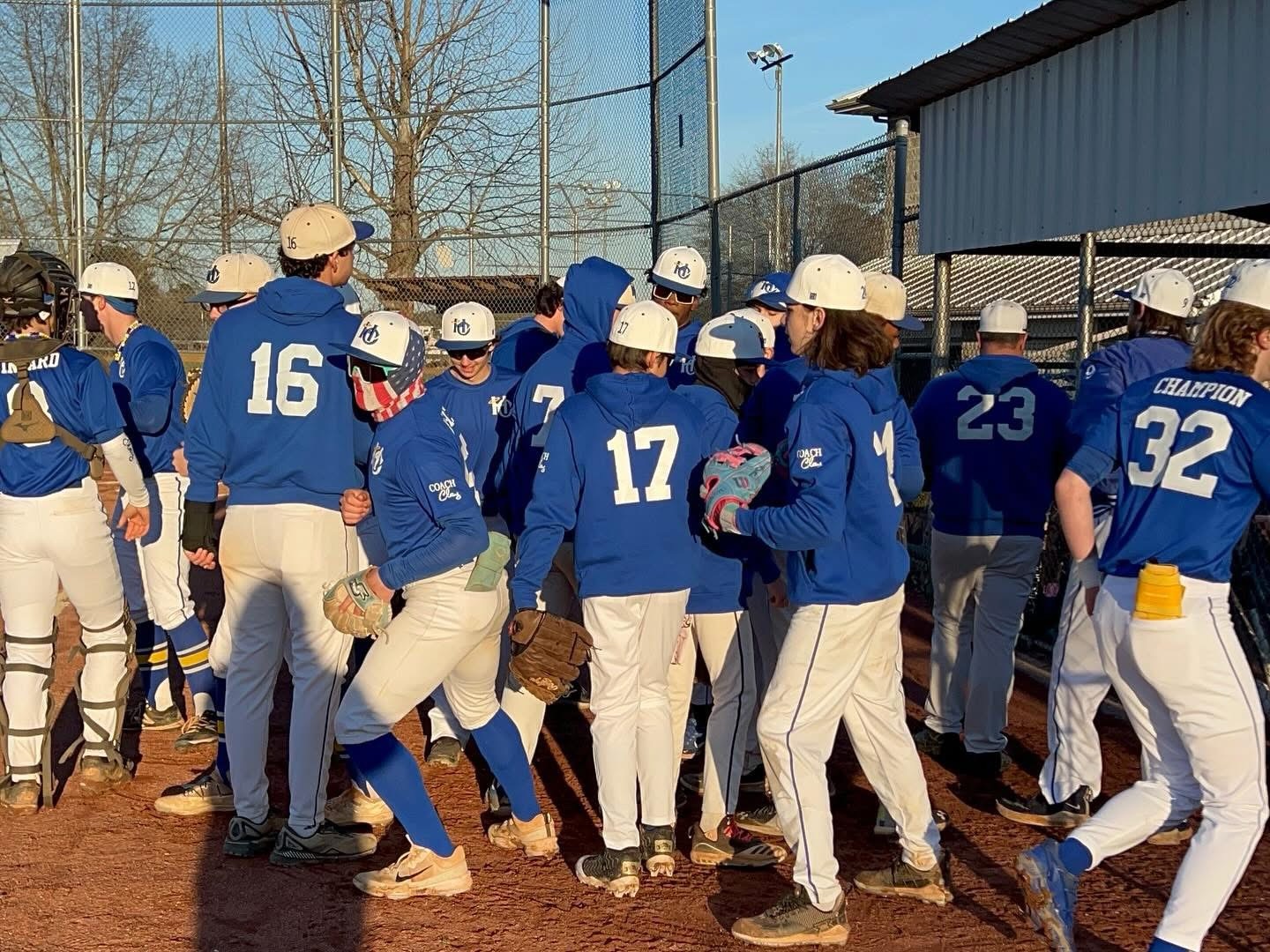 HC Baseball players together during the 2025 season-opening doubleheader