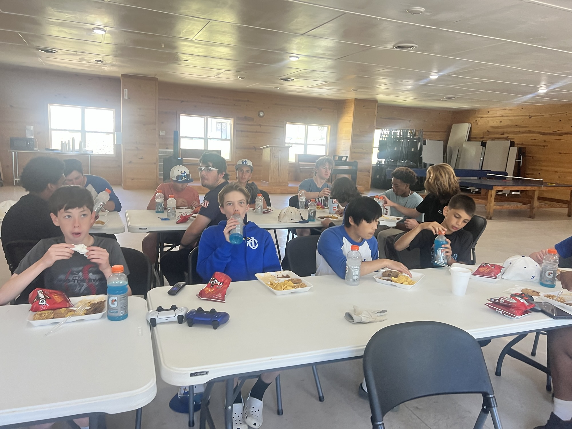 Angels gathered around the table for food and fellowship